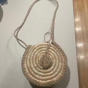 Tan Artisanal Crossbody Bag with Woven Design